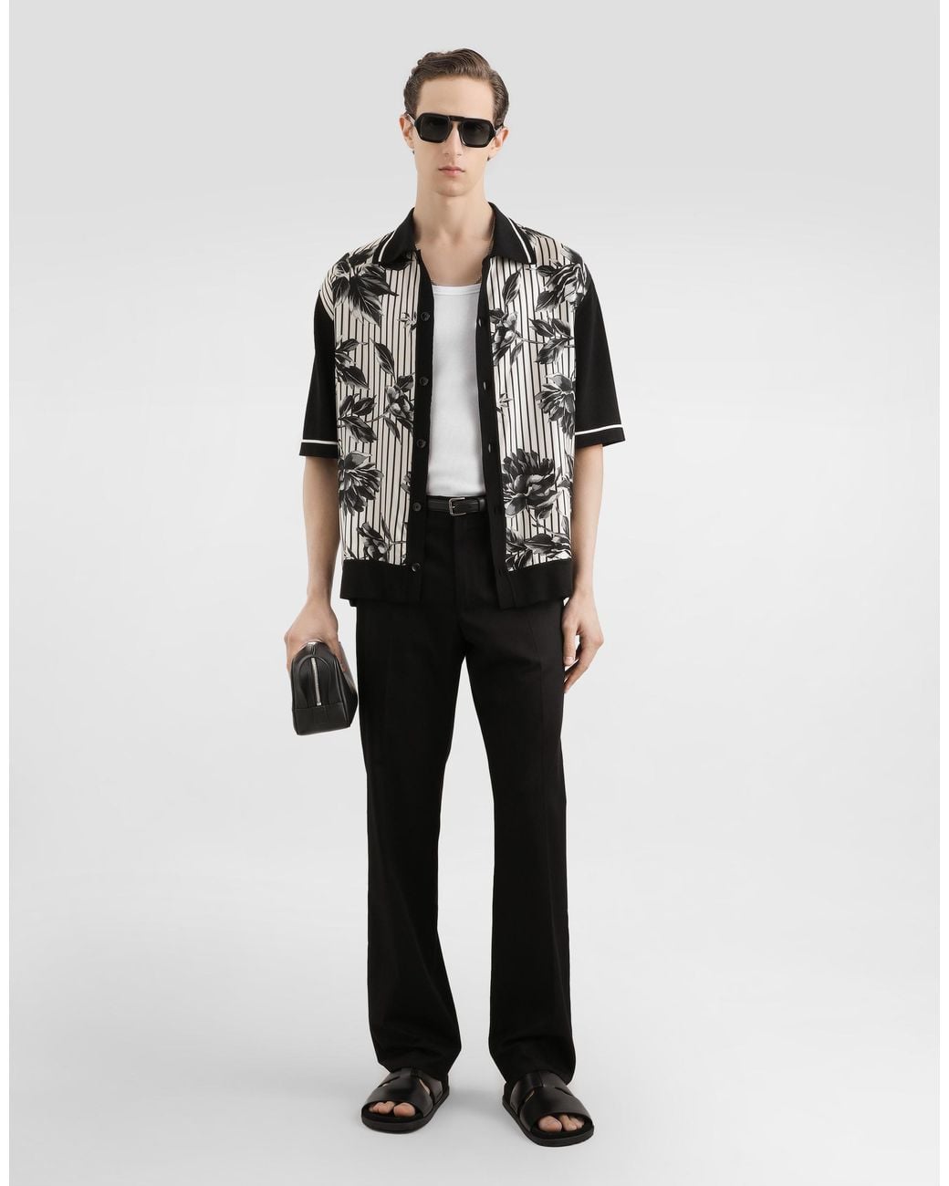Dolce & Gabbana Black Cotton Gabardine Trousers for men