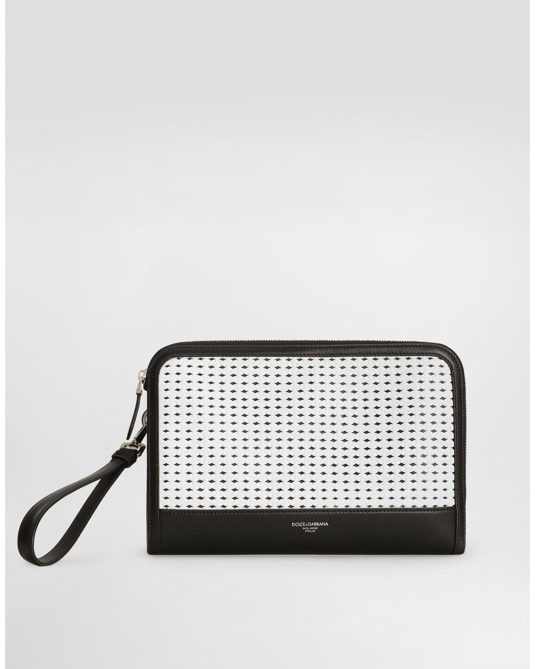 Dolce & Gabbana White Atene Plongé Calfskin Clutch Bag for men