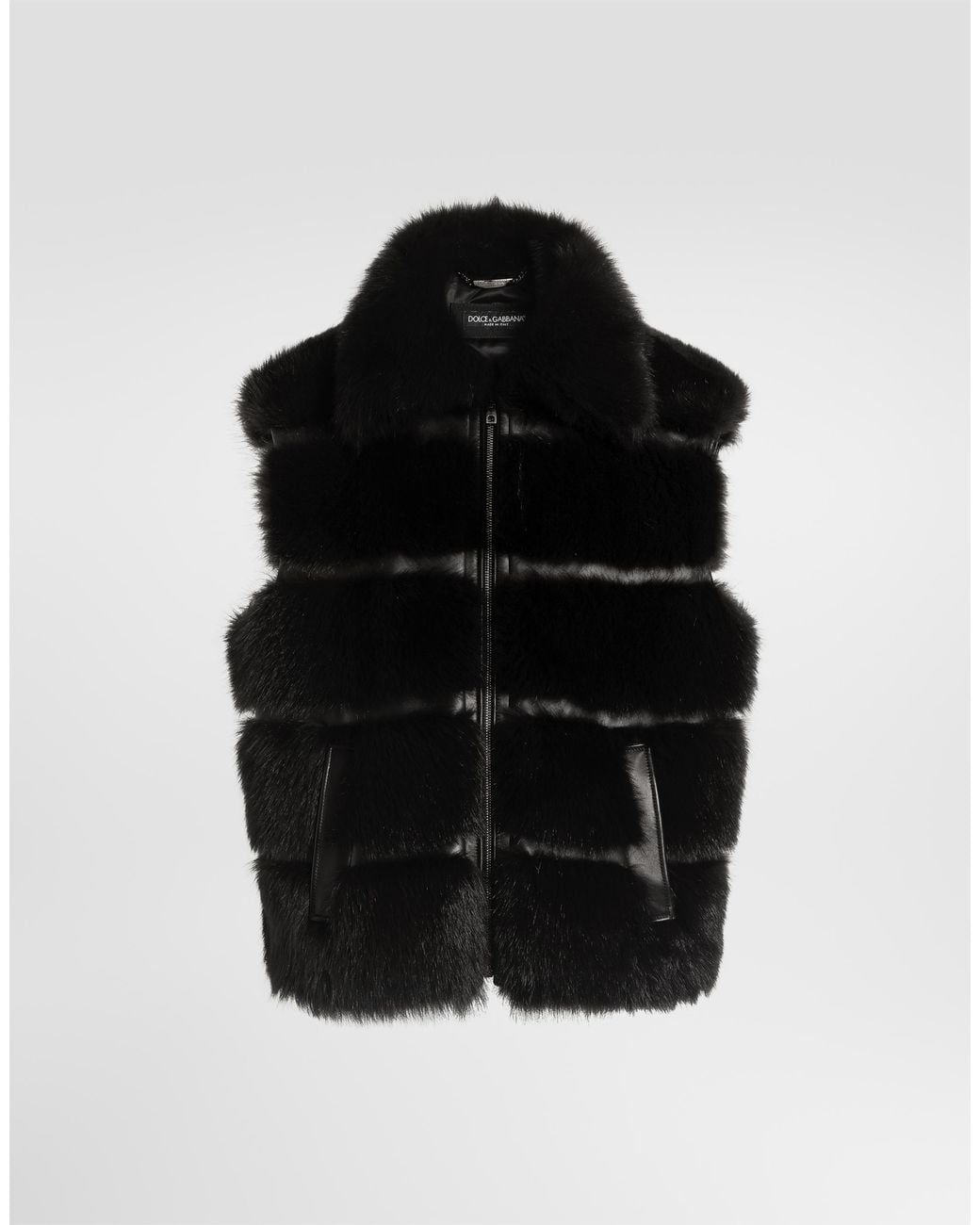 Dolce & Gabbana Black Fur Vest for men