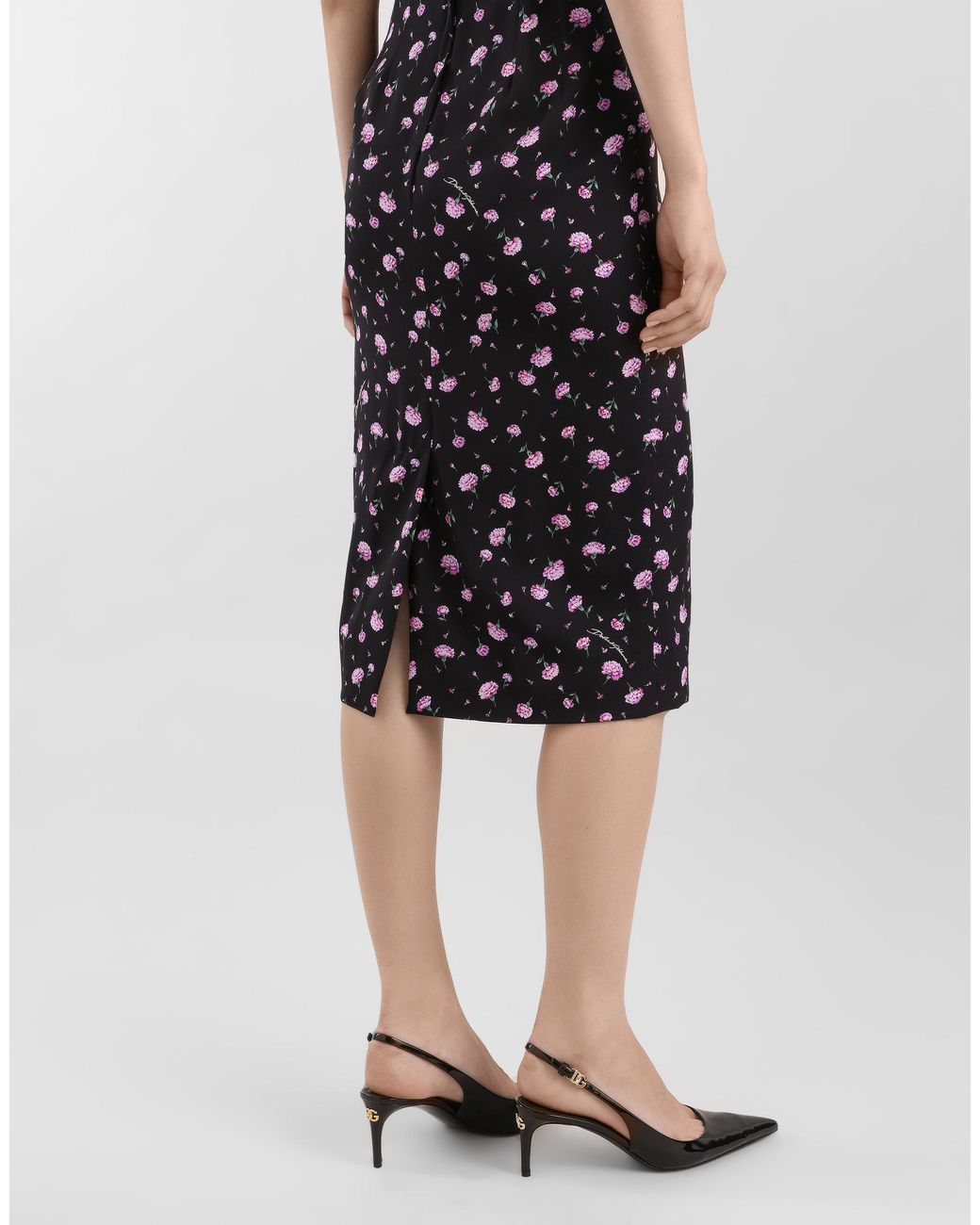 Dolce & Gabbana White Carnations-Print Sheath Dress