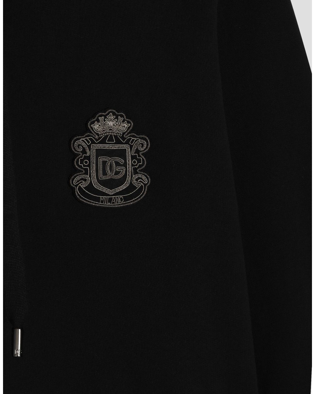 Dolce & Gabbana Black Jersey Sweatshirt With Heraldic Patch for men