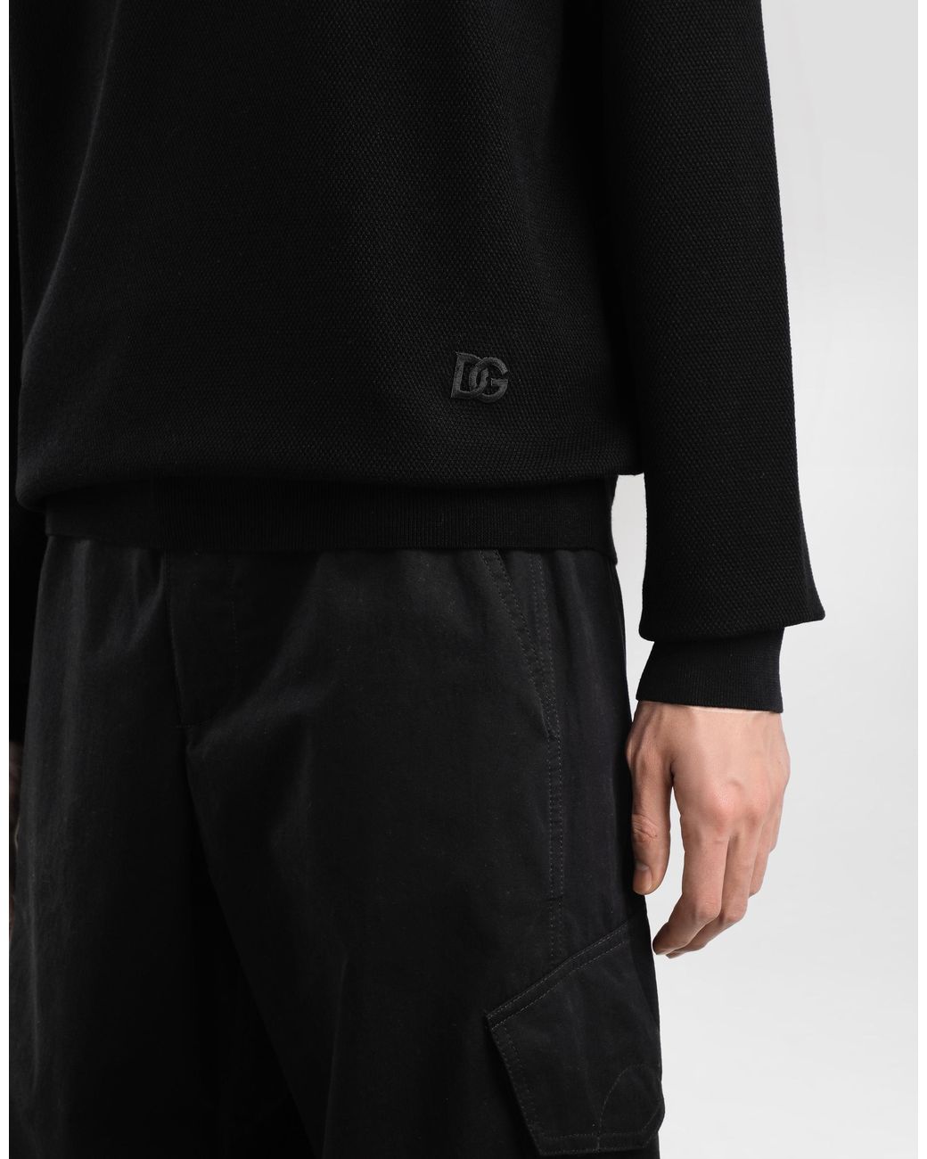 Dolce & Gabbana Black Crew Neck Wool Pullover for men