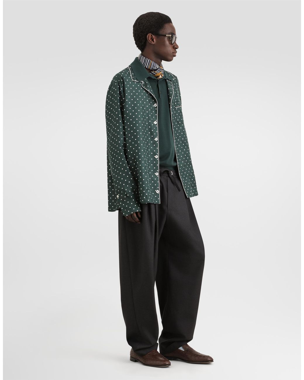 Dolce & Gabbana Green Knit Cashmere Polo Shirt for men