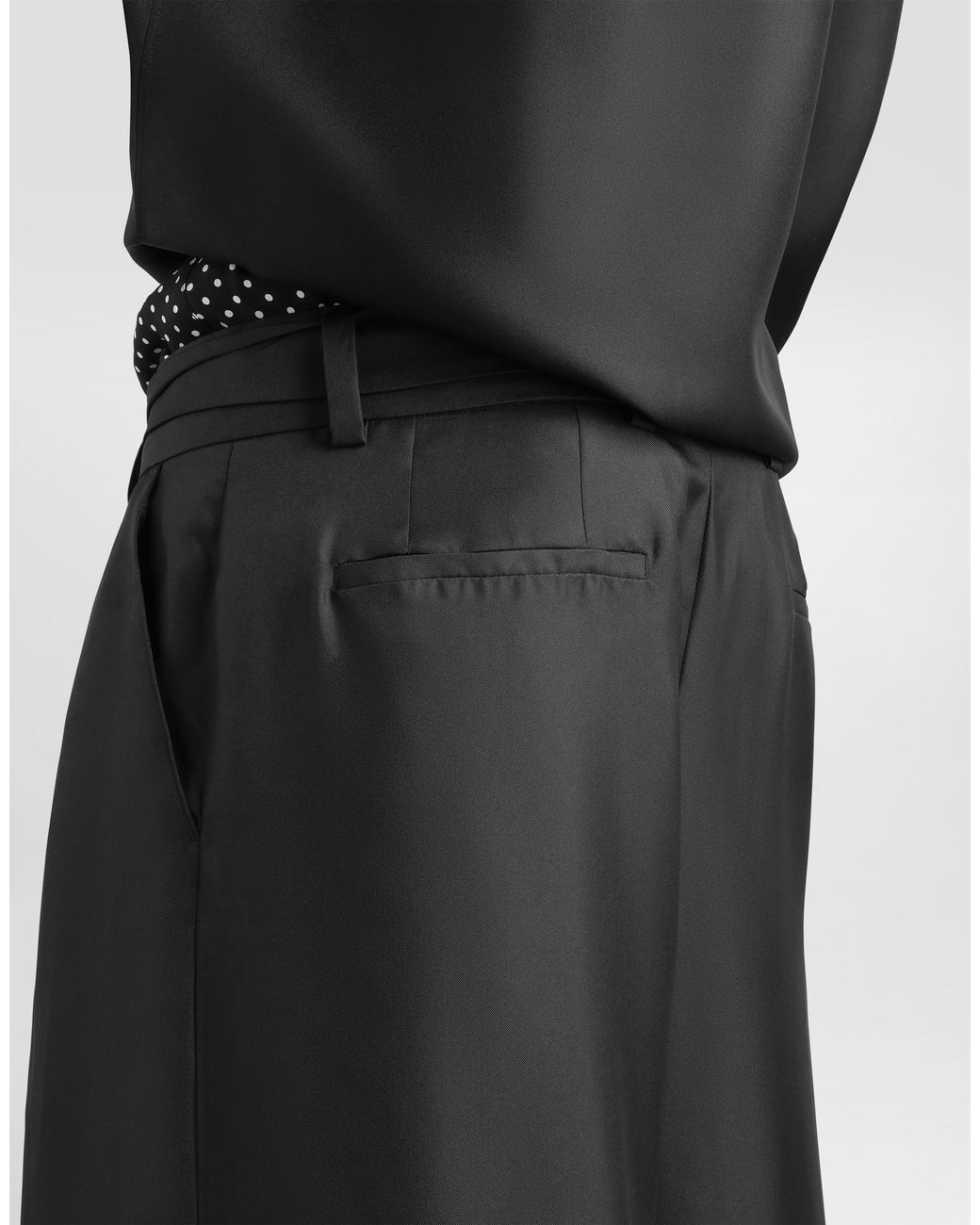Dolce & Gabbana Black Silk Twill Trousers for men