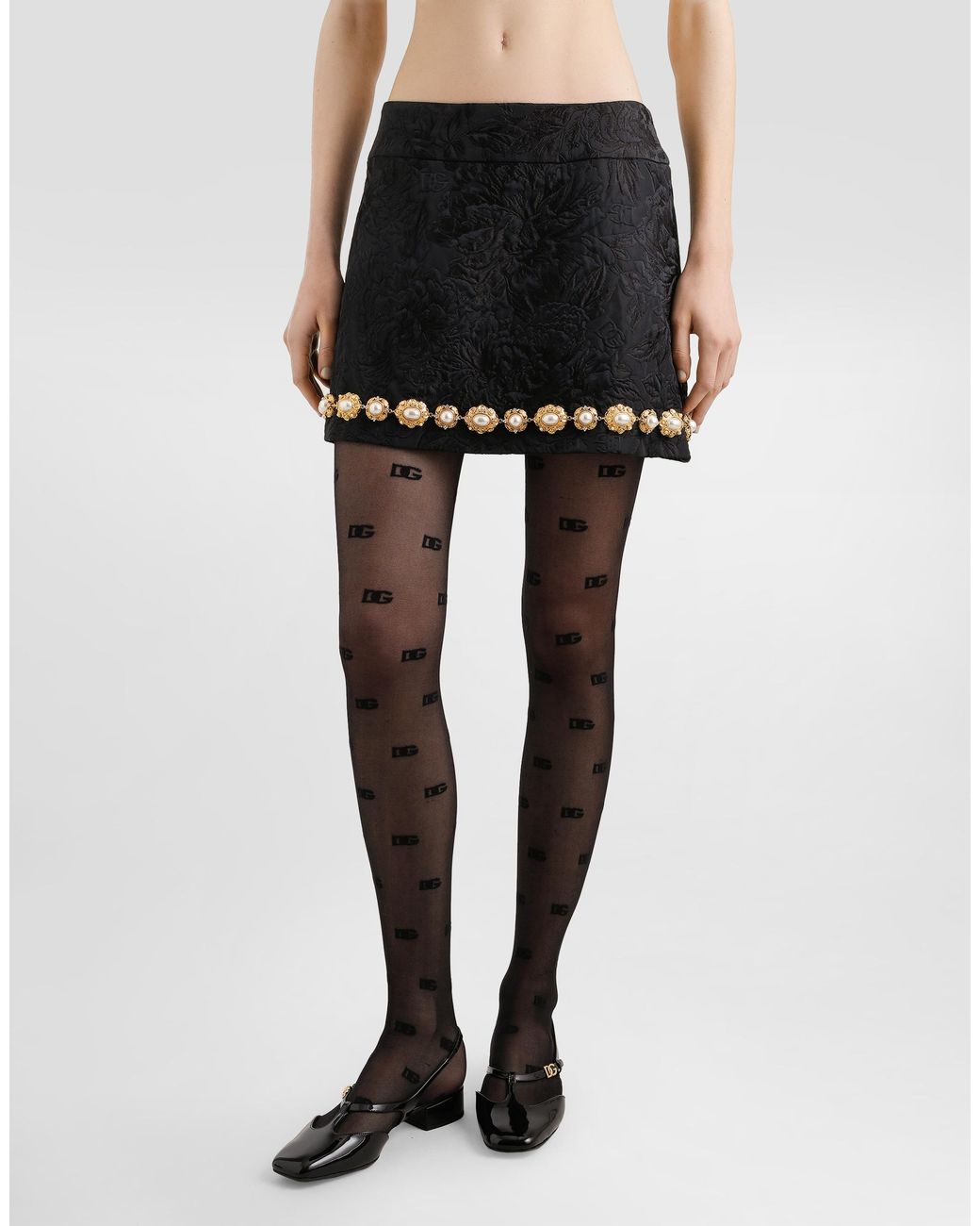 Dolce & Gabbana Black Brocade Miniskirt