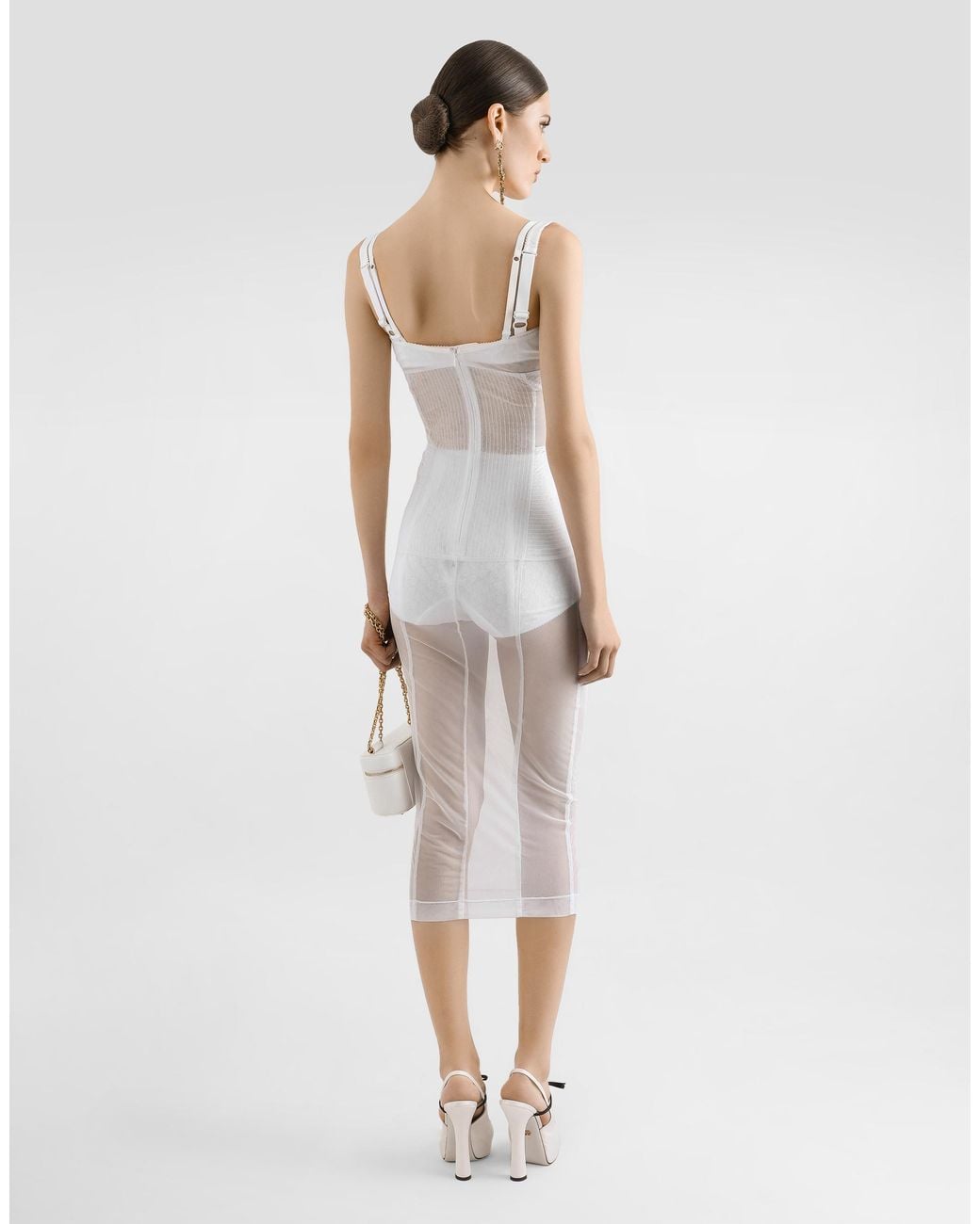 Dolce & Gabbana Tulle Calf-Length Dress With Corset Details in White | Lyst UK Dolce & Gabbana Tulle Calf-Length Dress With Corset Details in White | Lyst UK