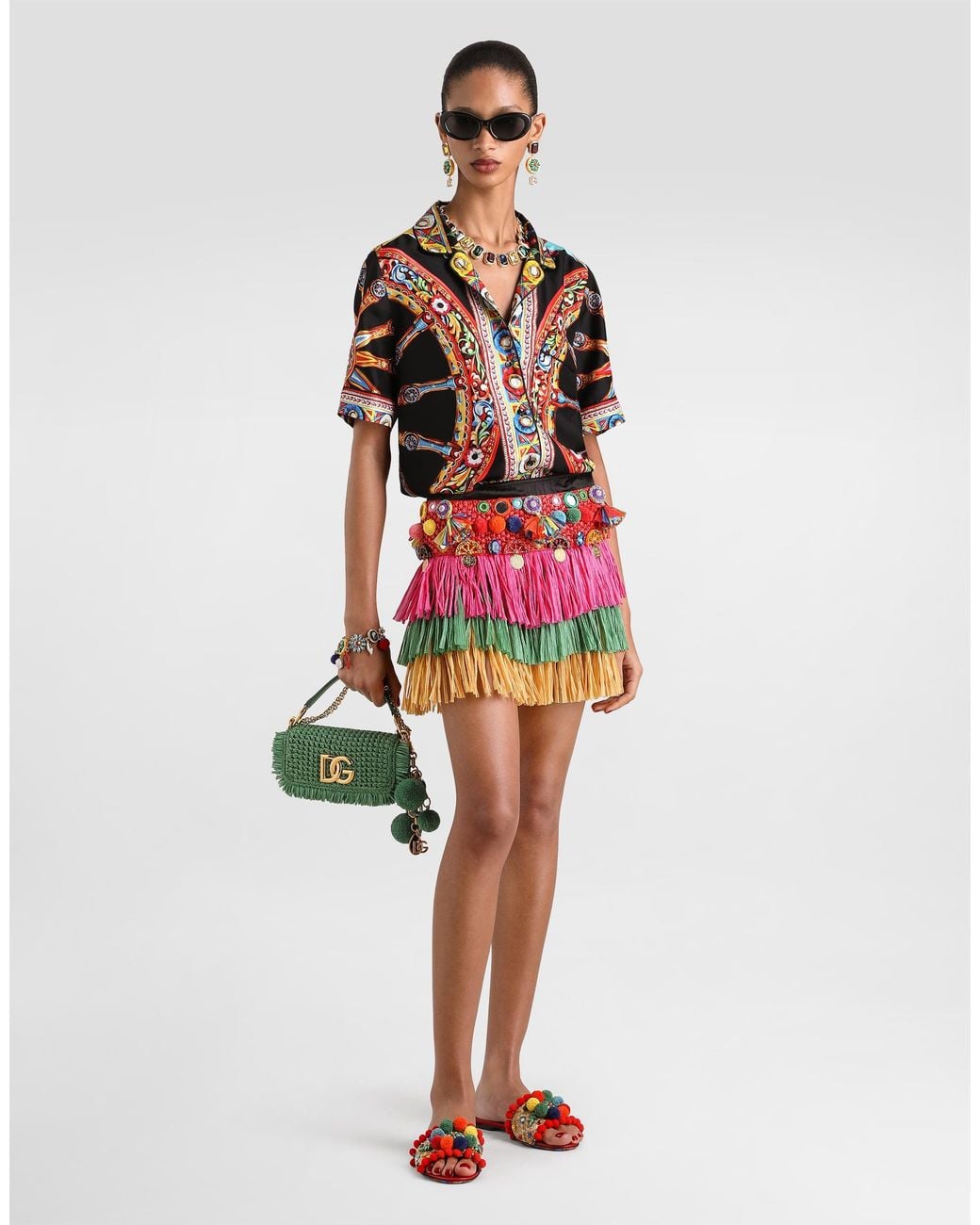 Dolce & Gabbana White Carretto-Print Silk Twill Vanity Shirt