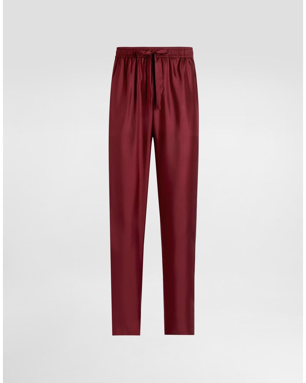 Dolce & Gabbana Red Silk Pajama Pants With Logo Embroidery for men