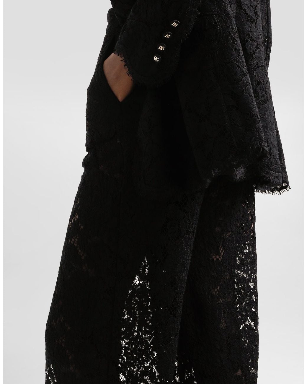 Dolce & Gabbana Black Cordonetto Lace Trousers