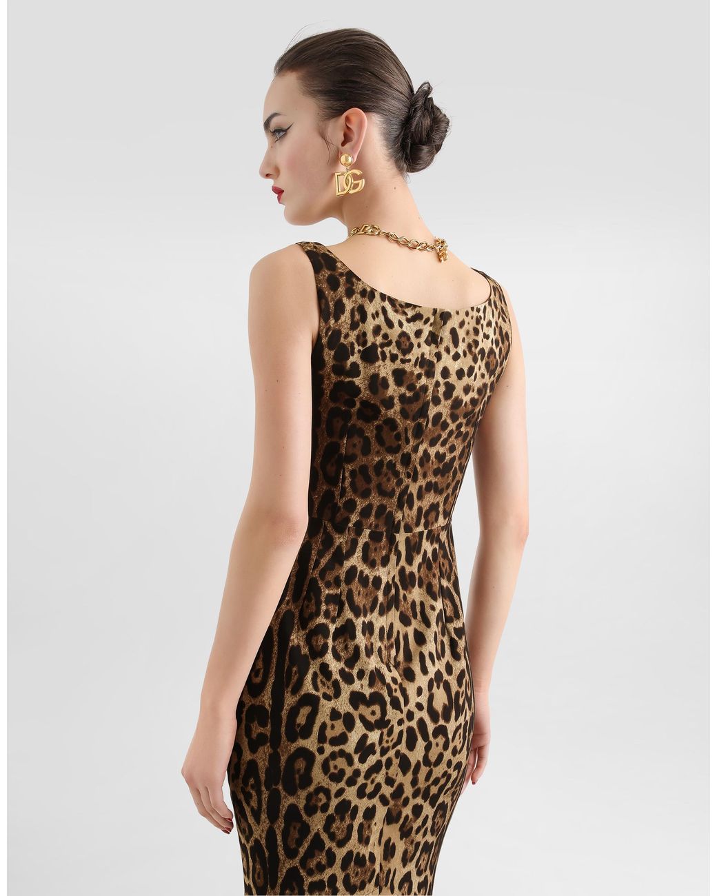 Dolce & Gabbana Metallic Leopard- Charmeuse Dress