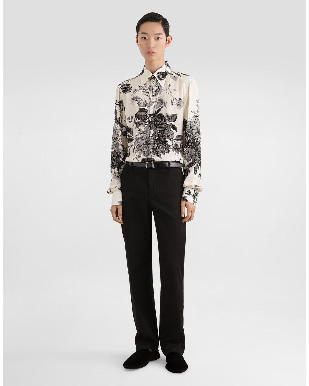 Dolce & Gabbana Natural Flower Bouquet-Print Jacquard Shirt for men