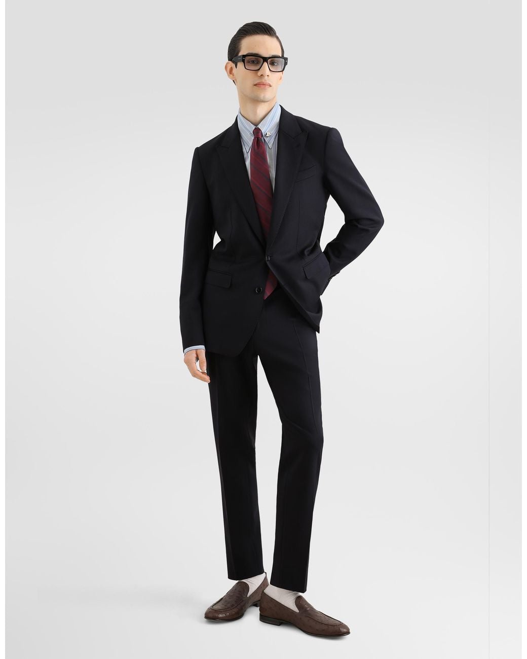 Dolce & Gabbana Blue Single-Breasted Martini Light Wool Gabardine Suit for men