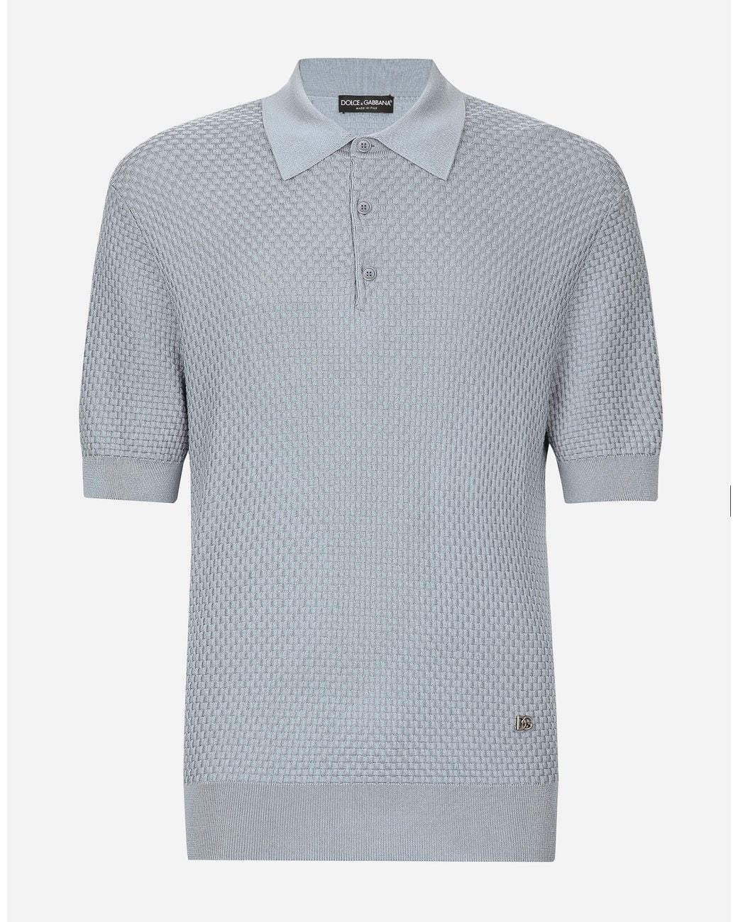 Dolce & Gabbana Blue Stretch Cotton Polo-Shirt With Dg Hardware for men