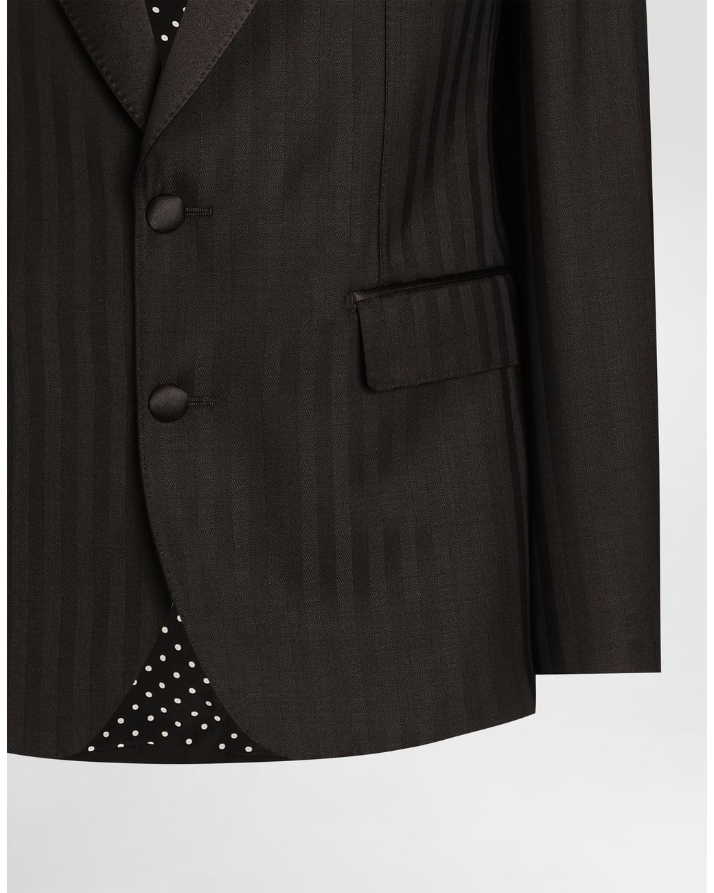 Dolce & Gabbana Black Pekin Wool Jacquard Single-Breasted Sicilia Light Jacket for men