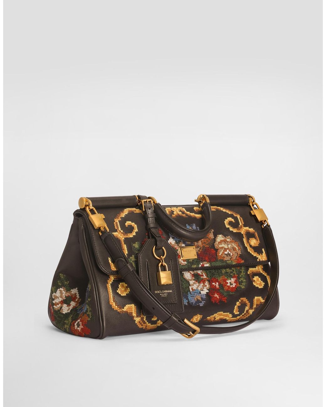 Dolce & Gabbana Multicolor Medium My Sicily Handbag With Fine Stitch Embroidery