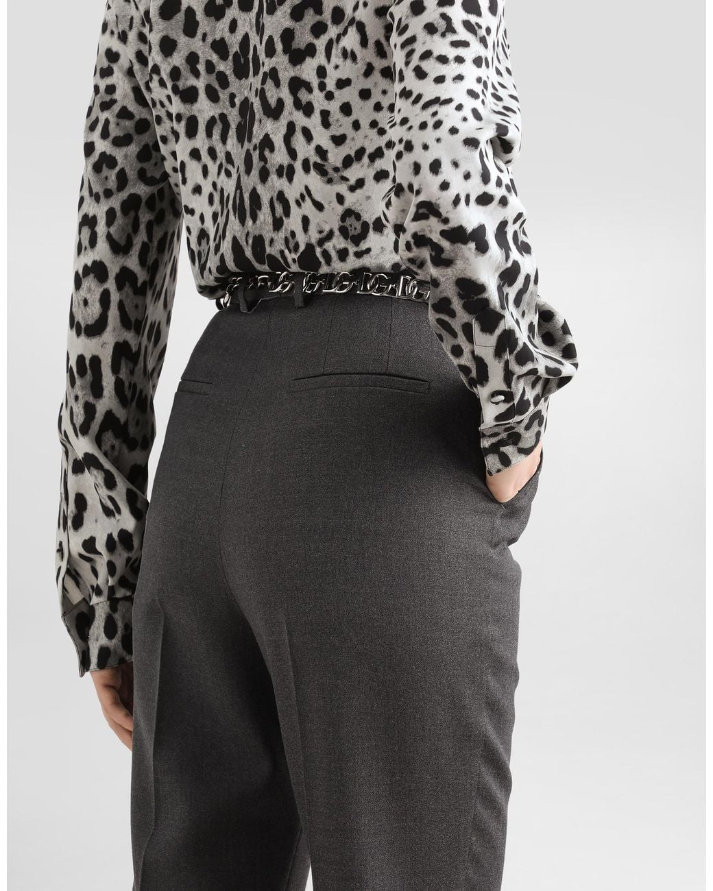 Dolce & Gabbana Gray Virgin Wool Tailored Trousers