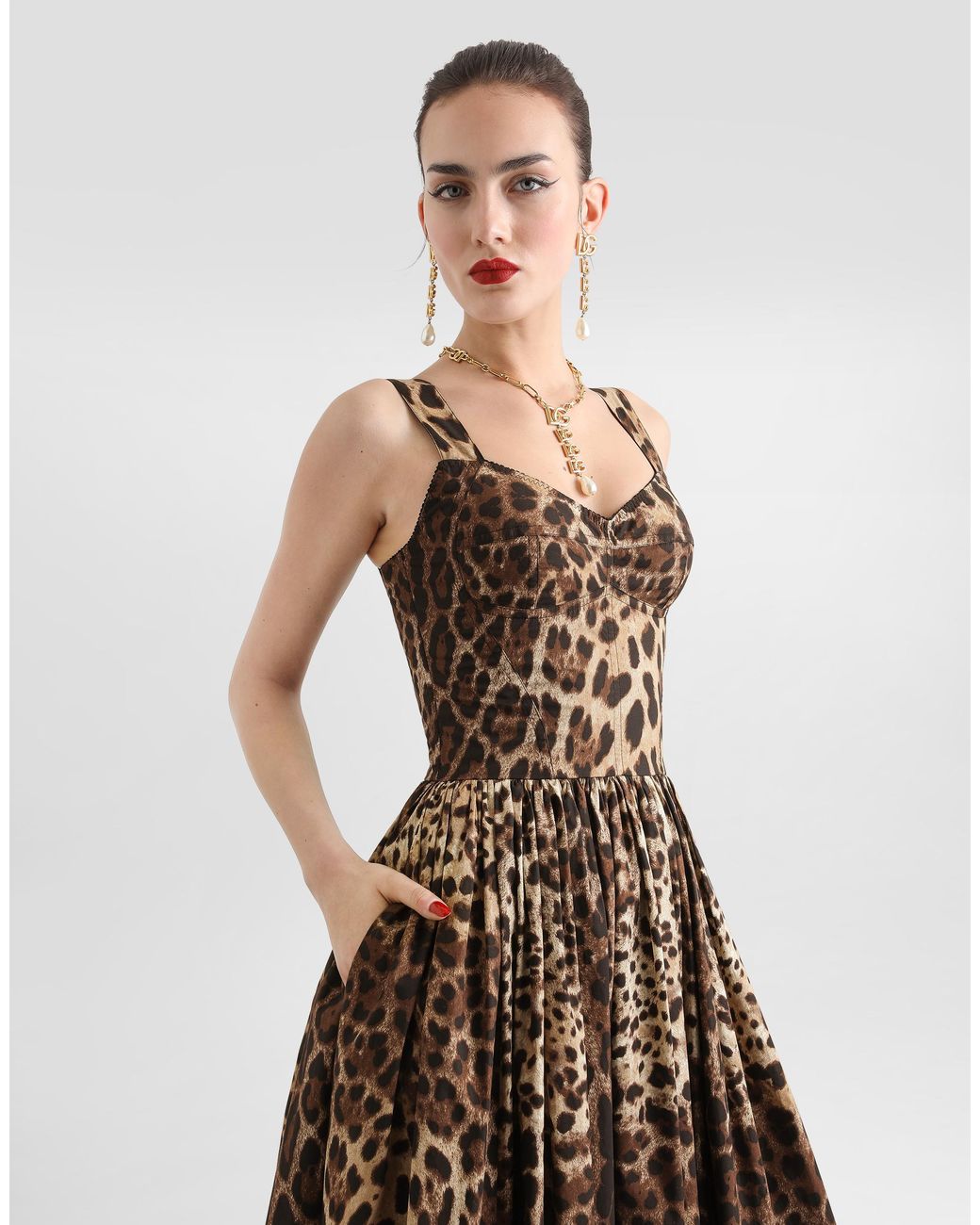 Dolce & Gabbana Multicolor Leo- Poplin Dress
