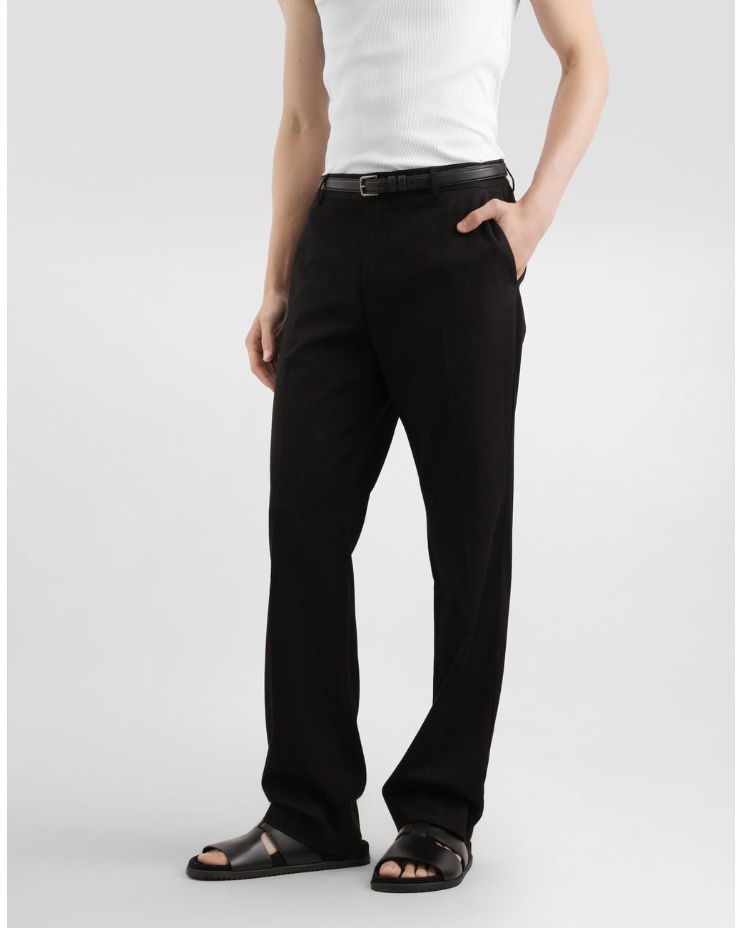 Dolce & Gabbana Black Cotton Gabardine Trousers for men