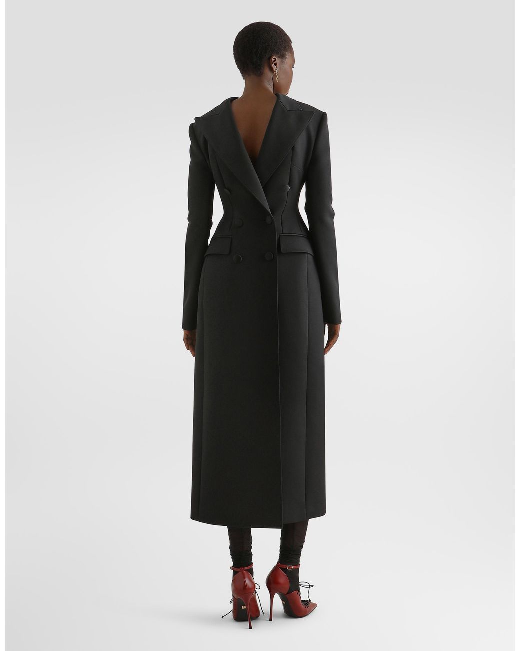 Dolce & Gabbana Black Wool Grain Poudré Coat
