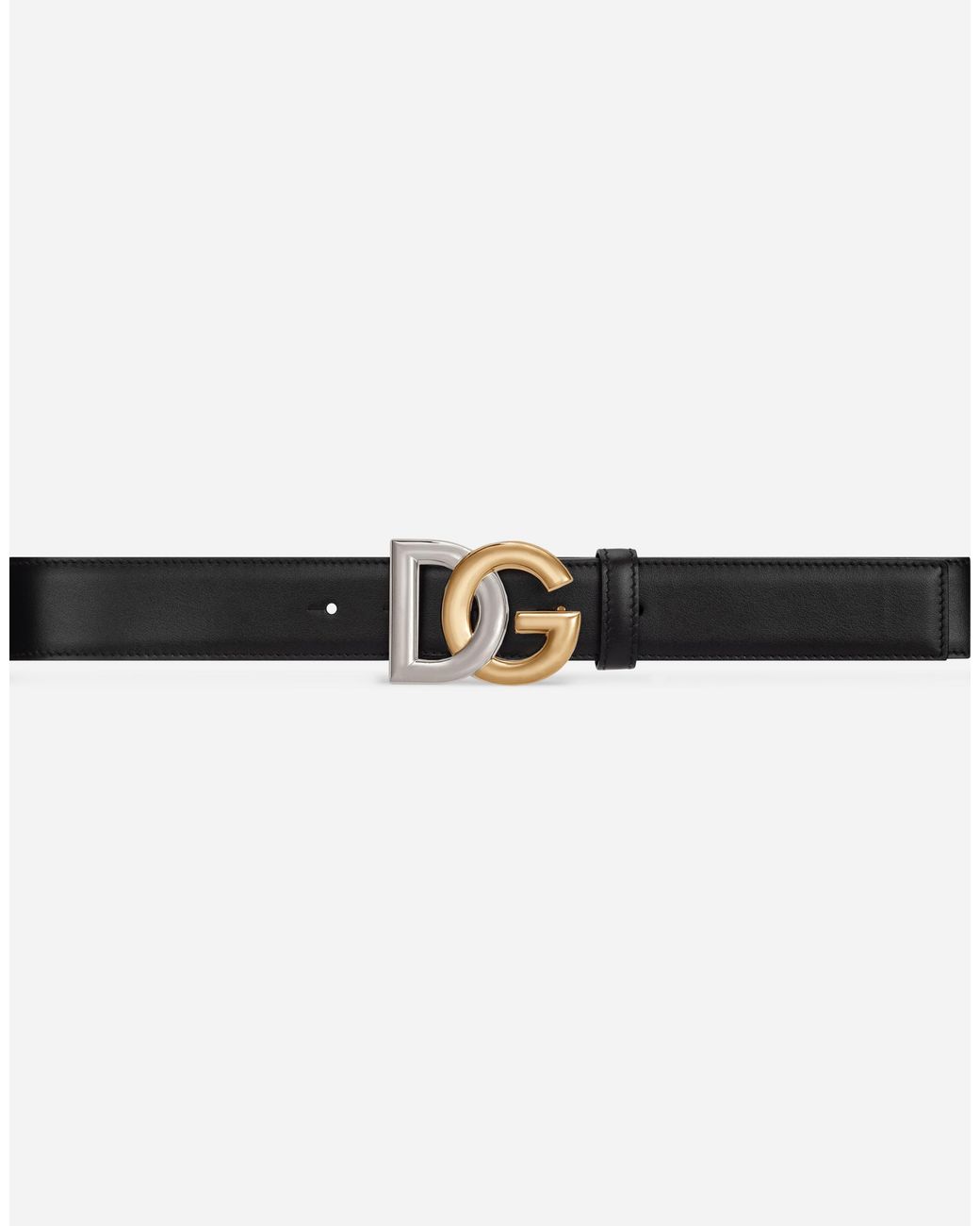 Dolce & Gabbana Black Double-Plated Dg-Logo Belt for men