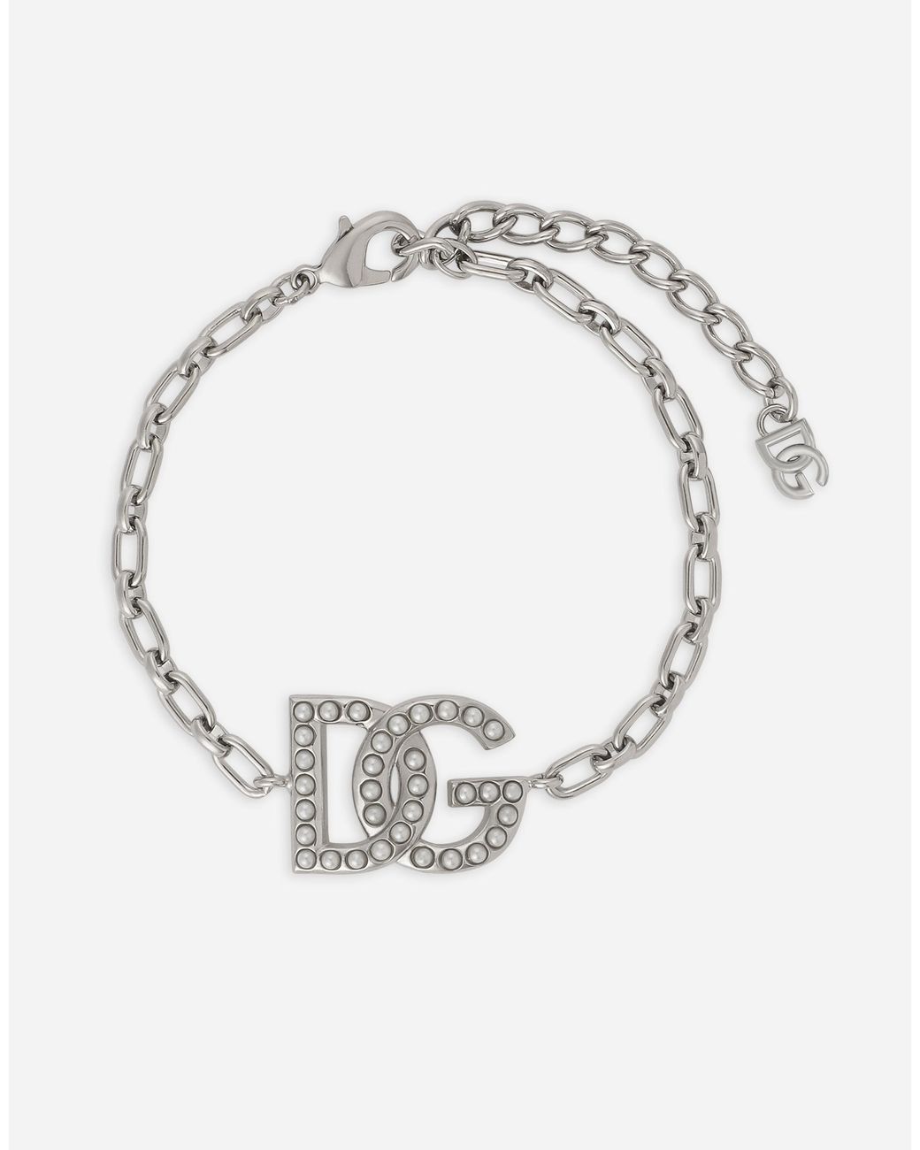 Dolce & Gabbana White Link Bracelet With Dg Logo for men