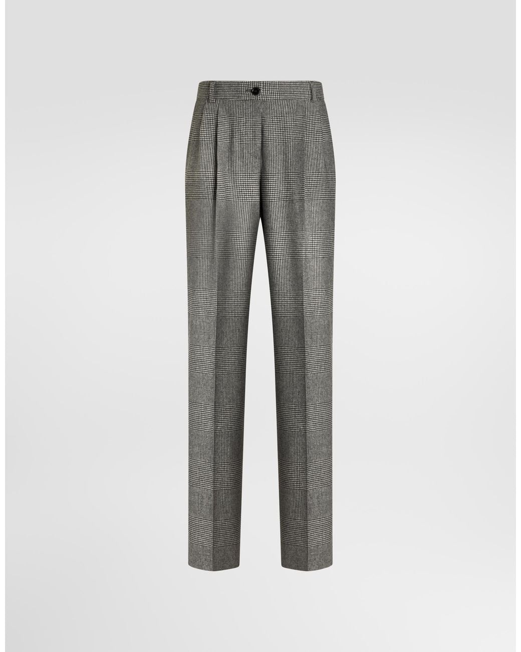 Dolce & Gabbana Gray Glen Plaid Flannel Trousers