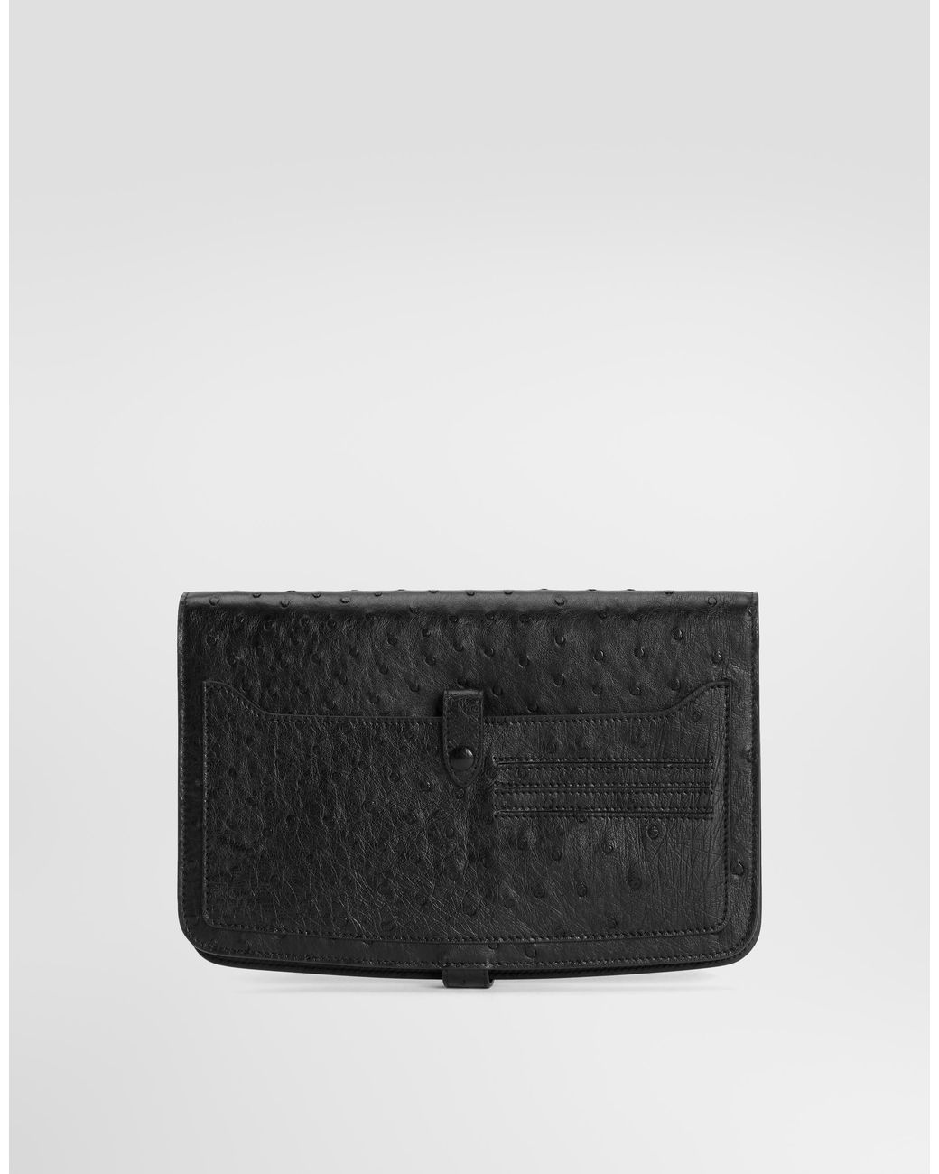 Dolce & Gabbana Gray Ostrich Leather Clutch for men