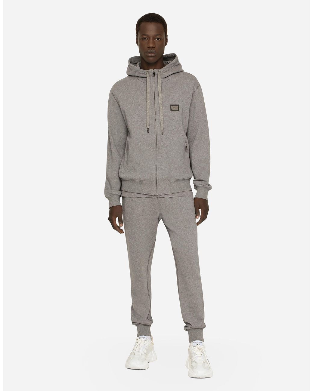 Dolce & Gabbana Gray Jersey Jogging Pants With Branded Tag for men