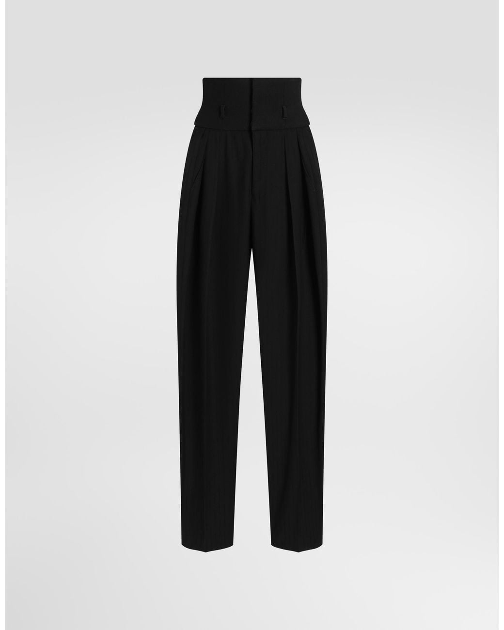 Dolce & Gabbana Black Pinstripe Wool Jacquard Trousers