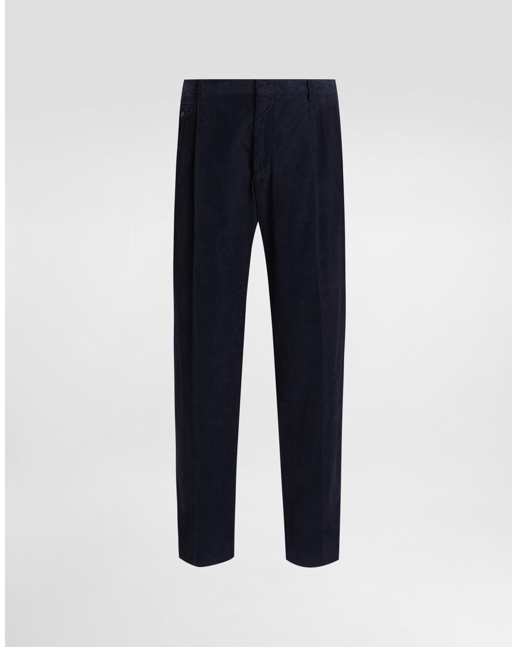 Dolce & Gabbana Blue Garment-Dyed Velvet Trousers for men