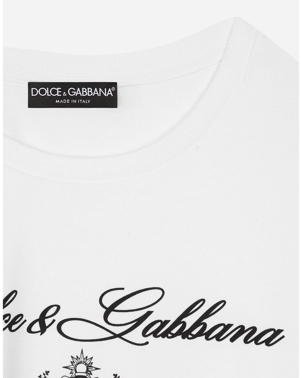 Dolce & Gabbana White T-Shirt Aus Jersey Mit -Logoschriftzug