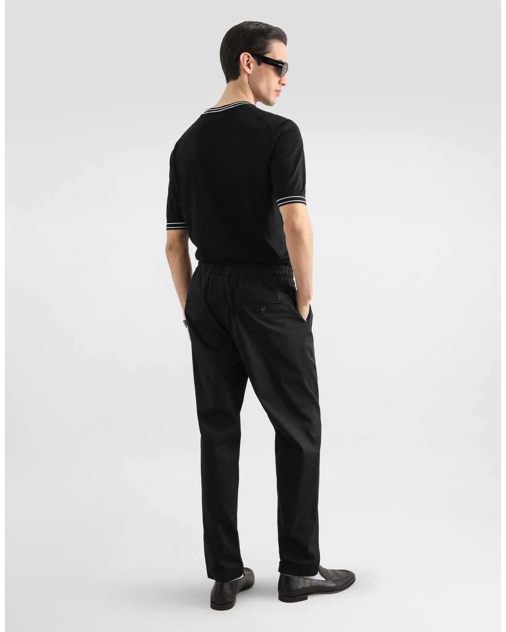 Dolce & Gabbana Black Cotton Gabardine Jogging Trousers for men