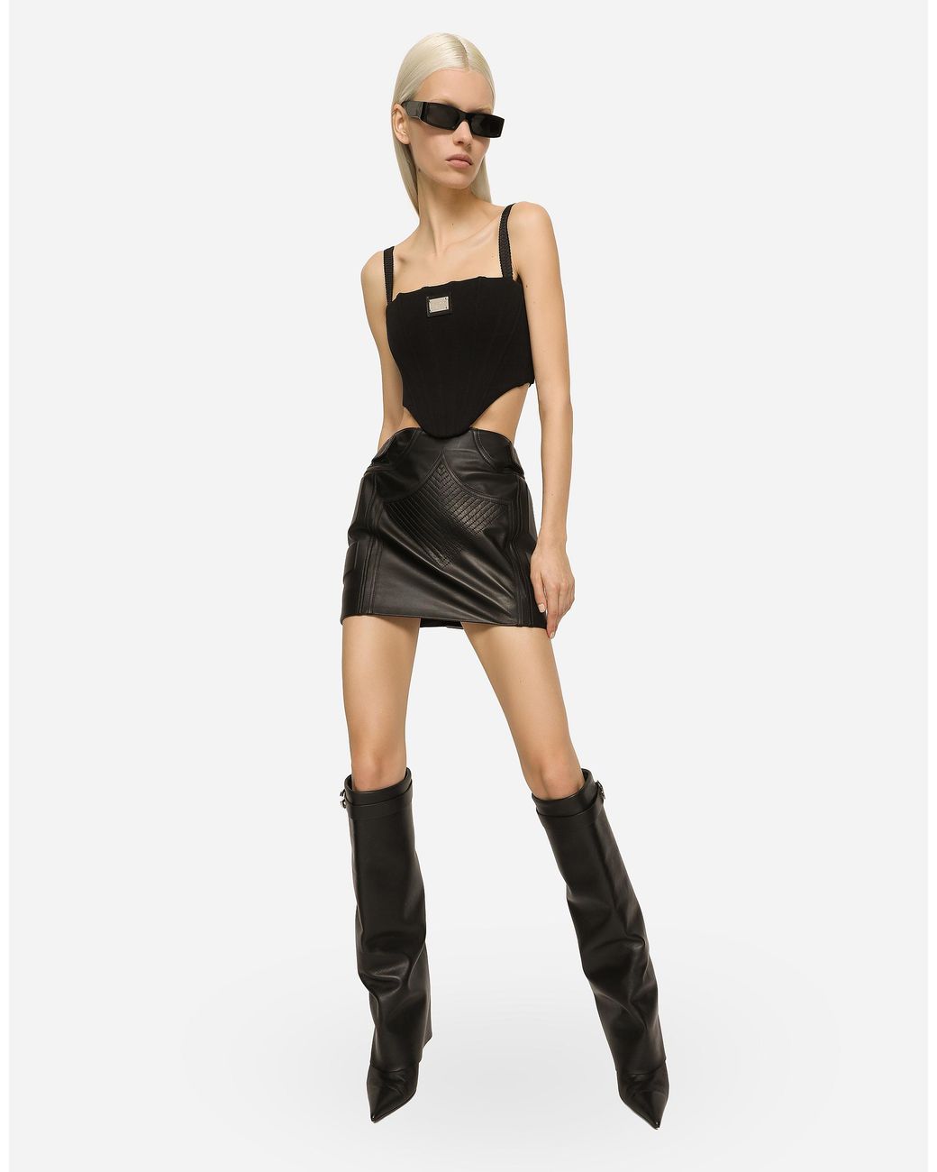 Dolce & Gabbana Black Nappa Leather Miniskirt