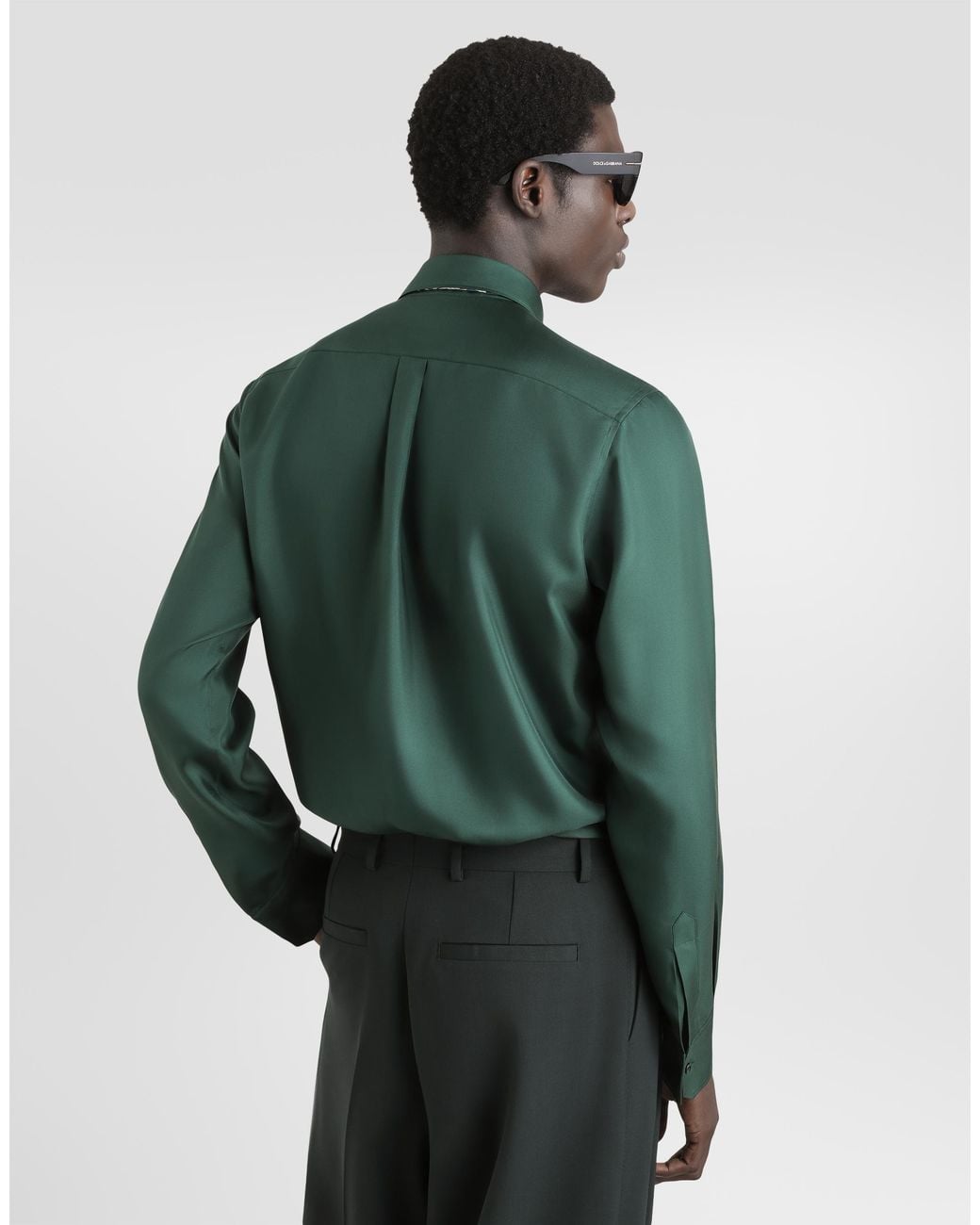 Dolce & Gabbana Green Martini Silk Twill Shirt for men
