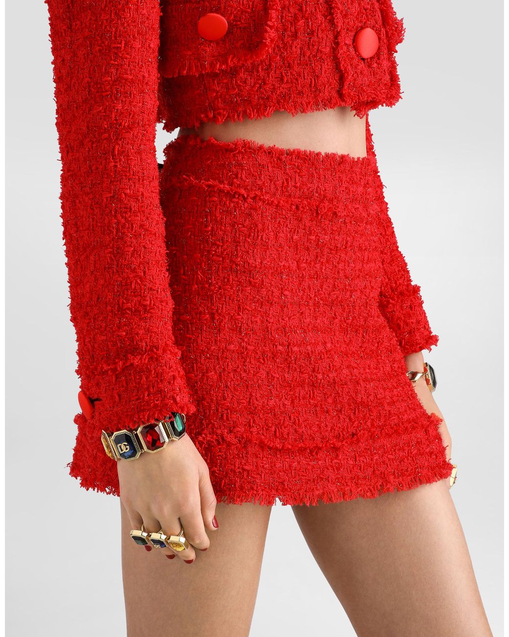 Dolce & Gabbana Red Rachel Tweed Miniskirt