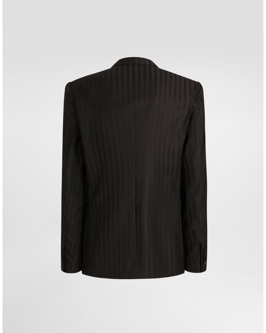 Dolce & Gabbana Black Pekin Wool Jacquard Single-Breasted Sicilia Light Jacket for men