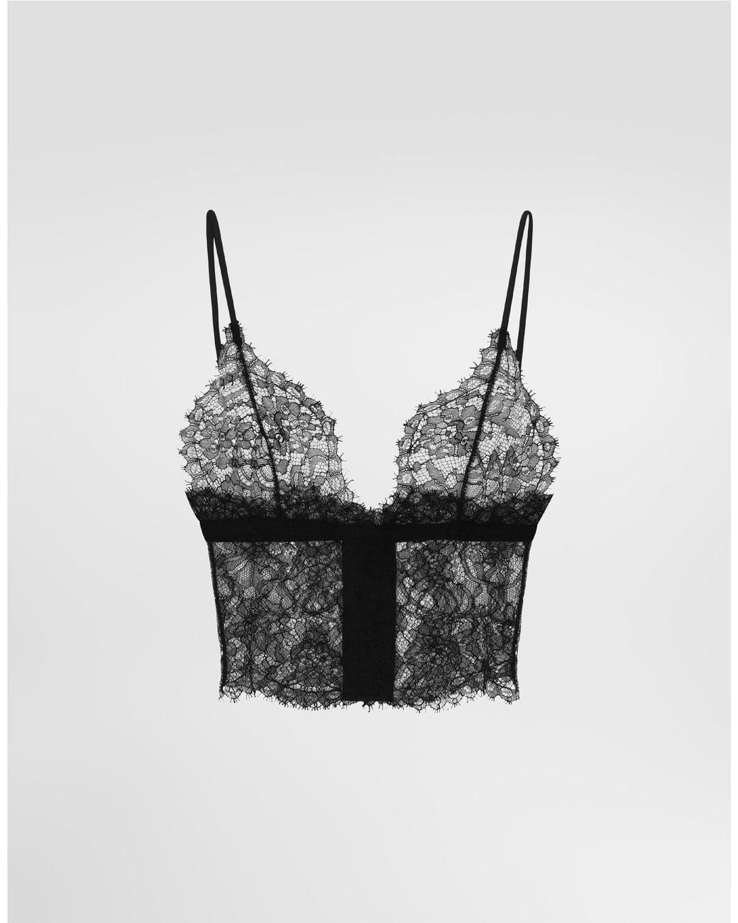 Dolce & Gabbana Black Triangle Lace Bralette