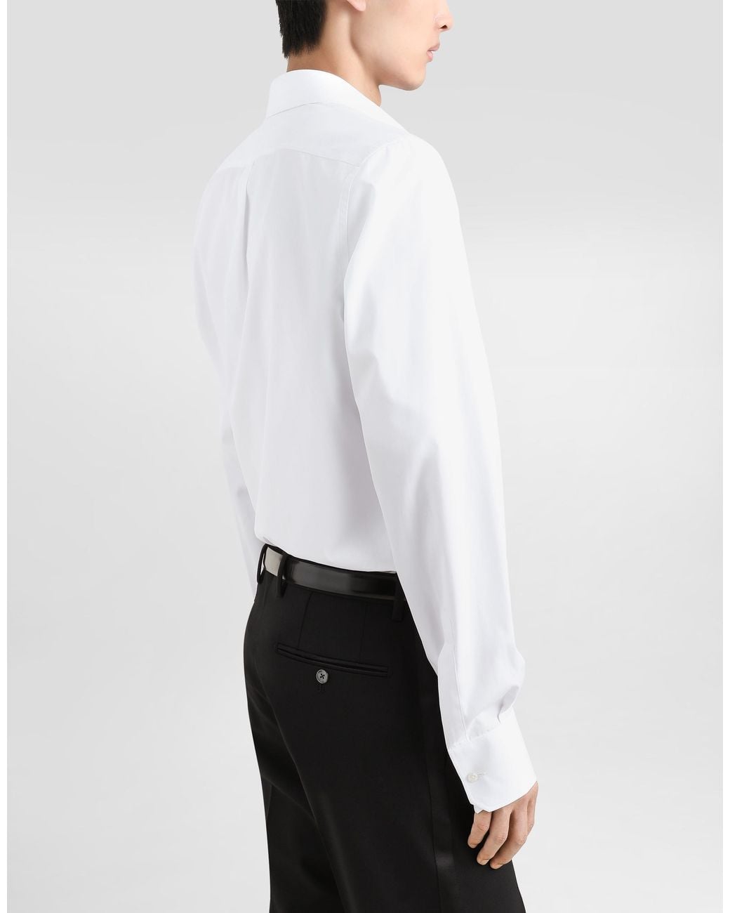 Dolce & Gabbana White Cotton Shirt With Heraldic Patch for men