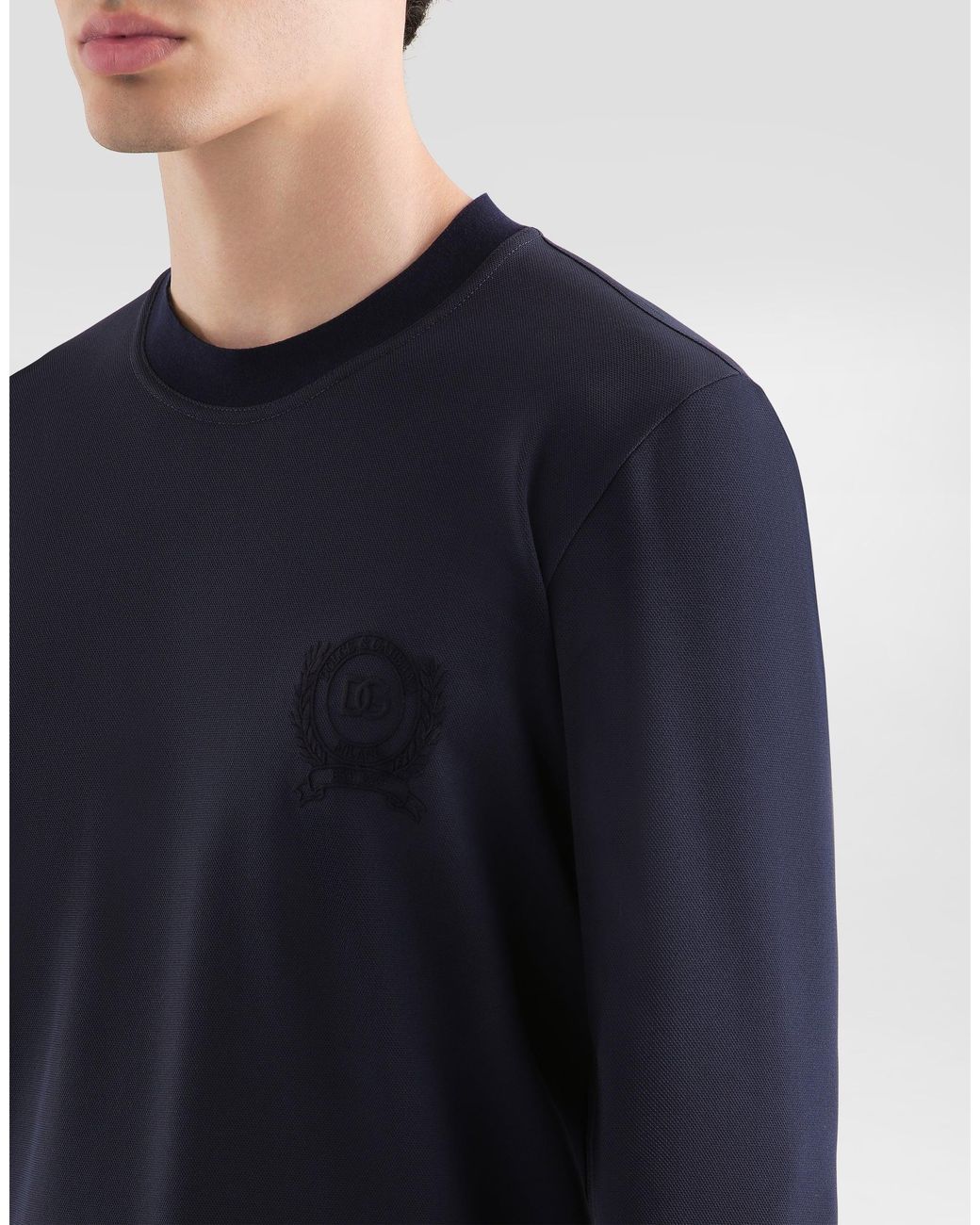 Dolce & Gabbana Blue Technical Piqué T-Shirt for men