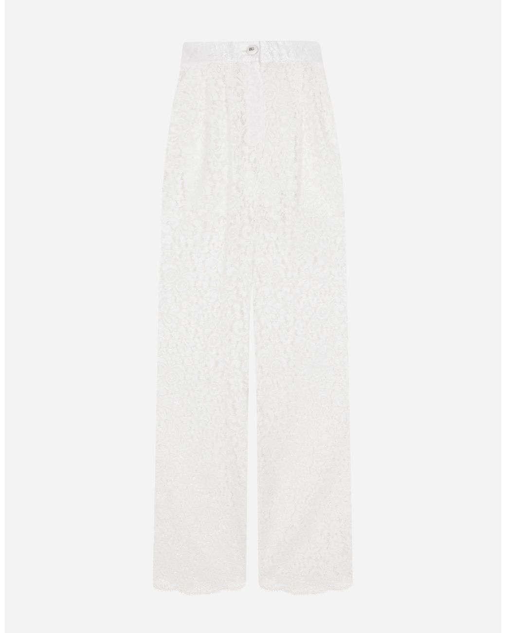 Dolce & Gabbana White Flared Floral Cordonetto Lace Pants