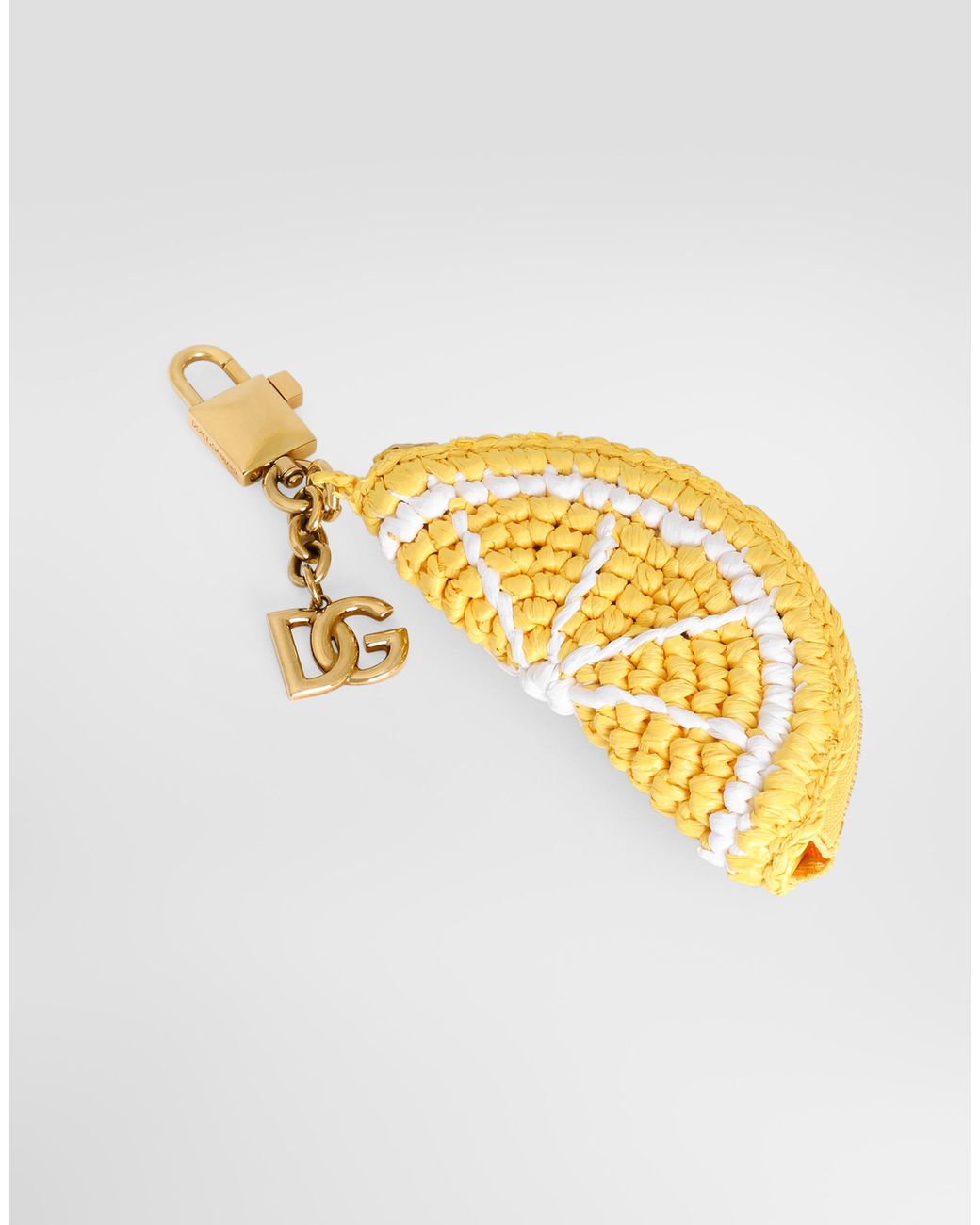 Dolce & Gabbana Metallic Raffia Charm Key Ring