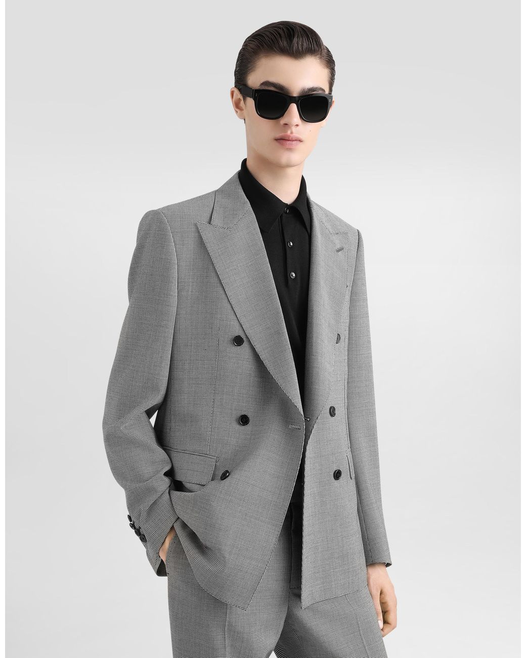 Dolce & Gabbana Gray Double-Breasted Wool Jacket for men