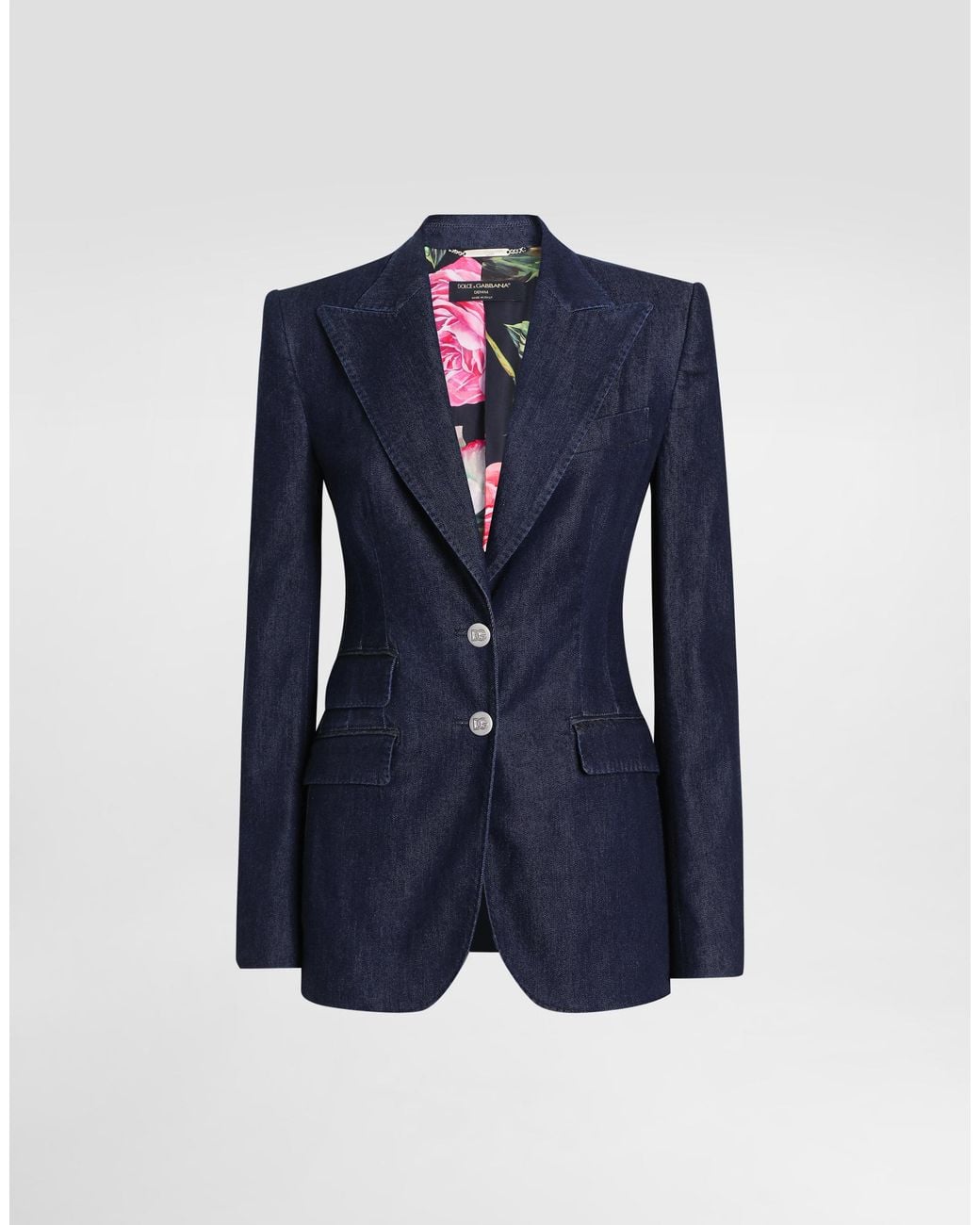 Dolce & Gabbana Blue Single-Breasted Denim And Silk Turlington Jacket