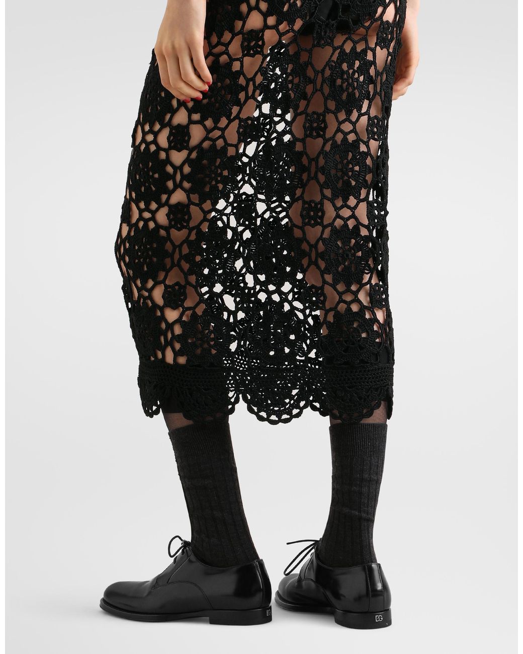 Dolce & Gabbana Black Crochet-Knit Skirt