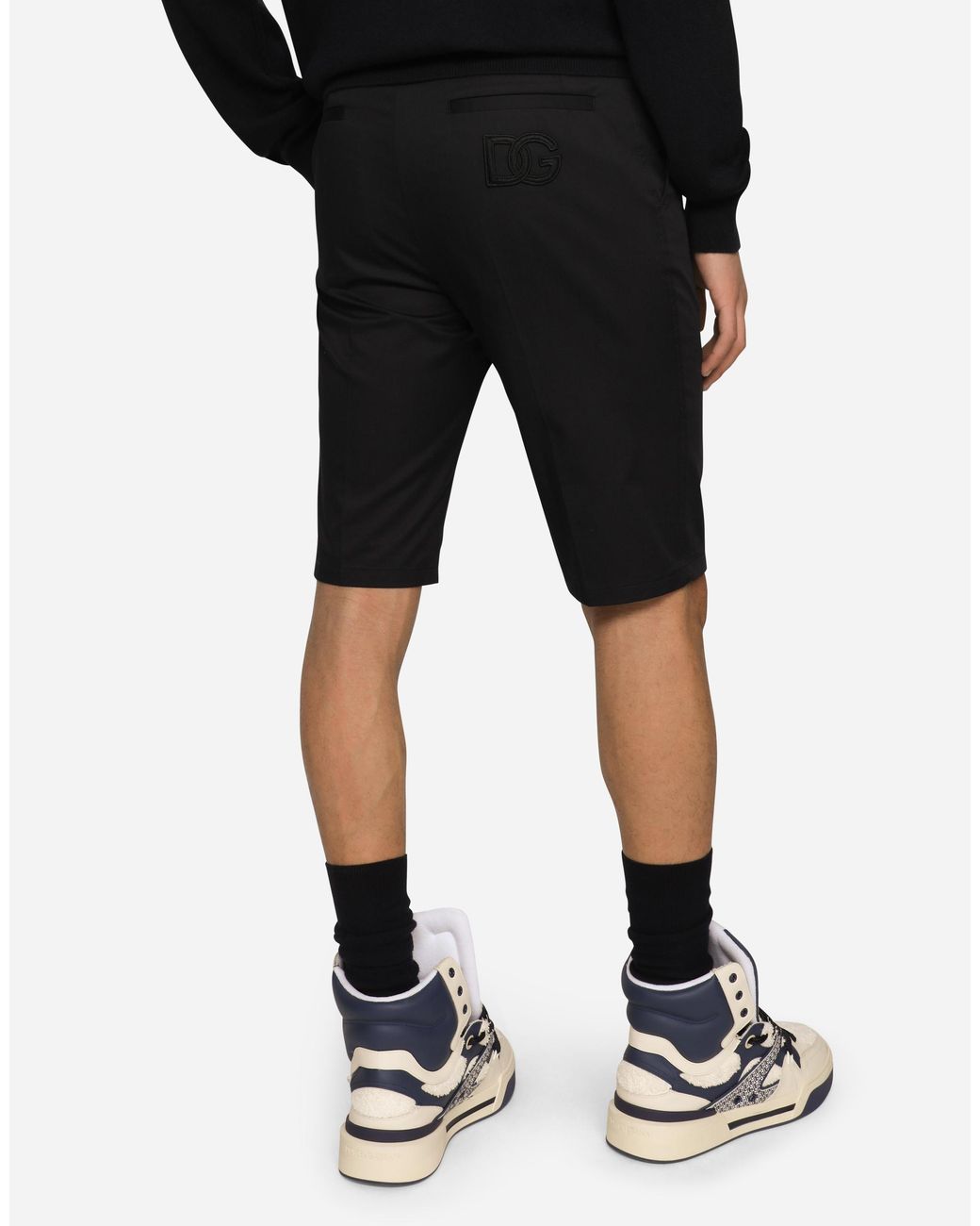 Dolce & Gabbana Black Stretch Cotton Shorts With Dg Patch for men