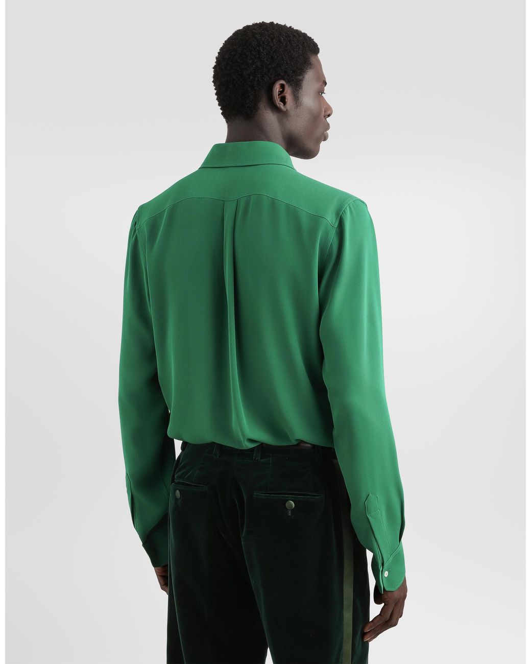Dolce & Gabbana Green Crêpe De Chine Shirt for men