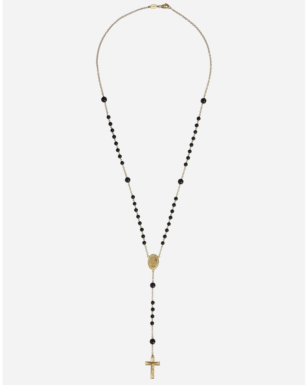 Dolce & Gabbana Metallic Sicily Rosary Necklace 18-Carat And Jades for men