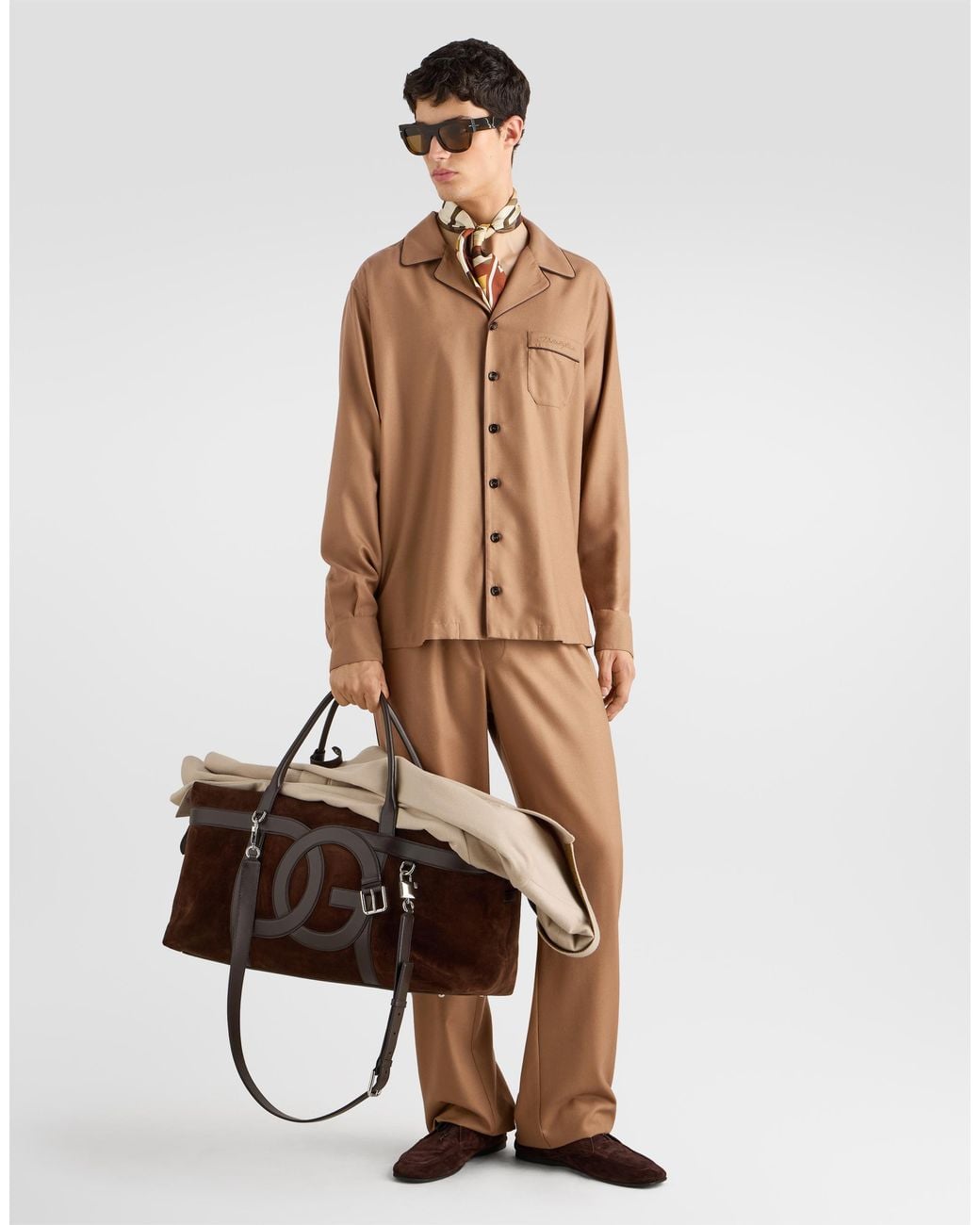Dolce & Gabbana Natural Hawaii Wool Twill Shirt for men