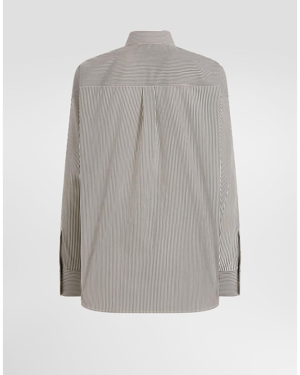 Dolce & Gabbana Gray Striped Poplin Shirt