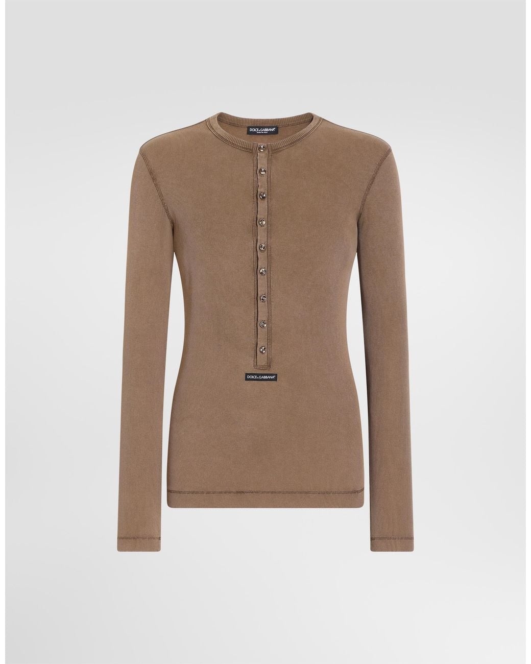 Dolce & Gabbana Natural Serafino Ribbed T-Shirt for men